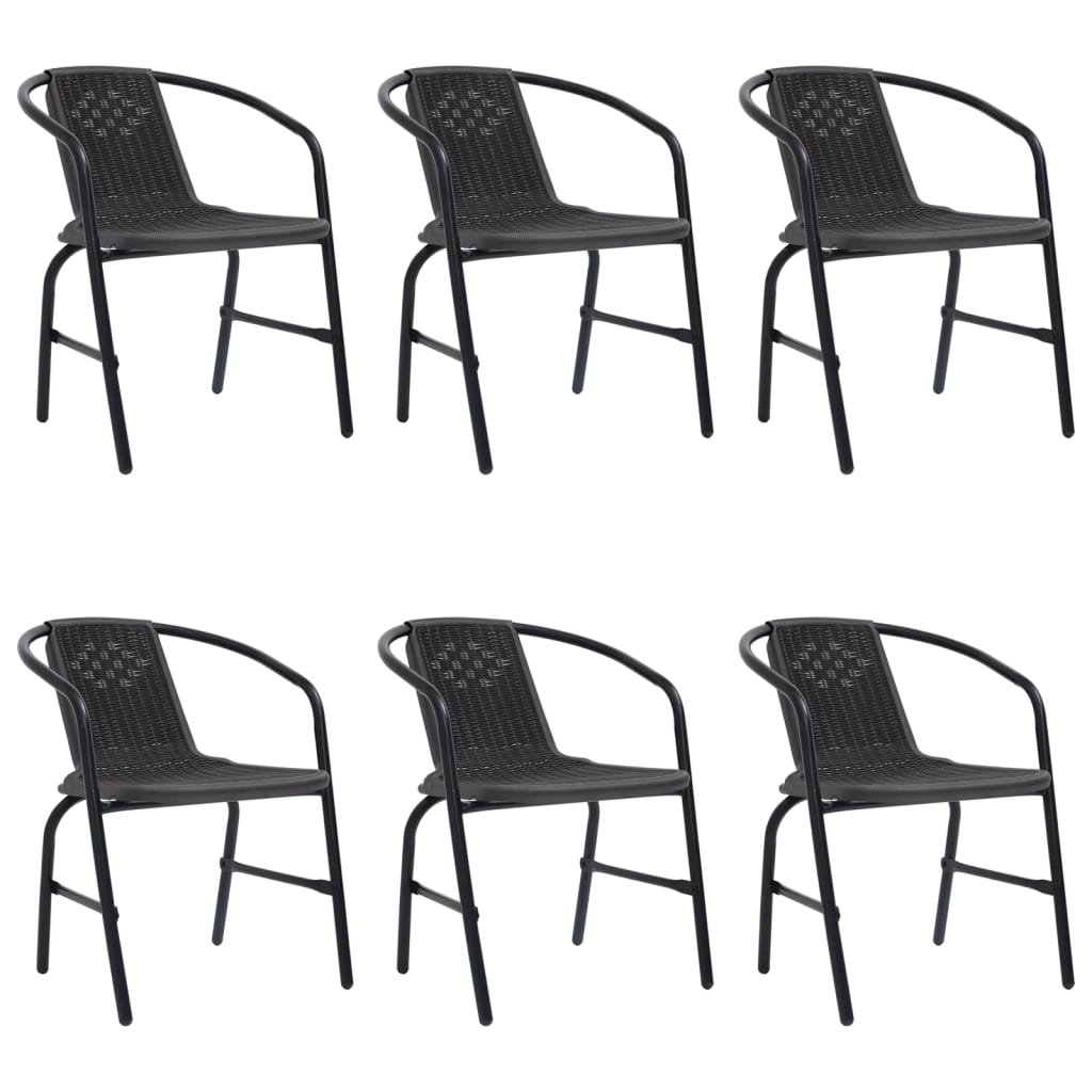 Garden Chair Set of 6 Black Plastic rattan, steel Standard