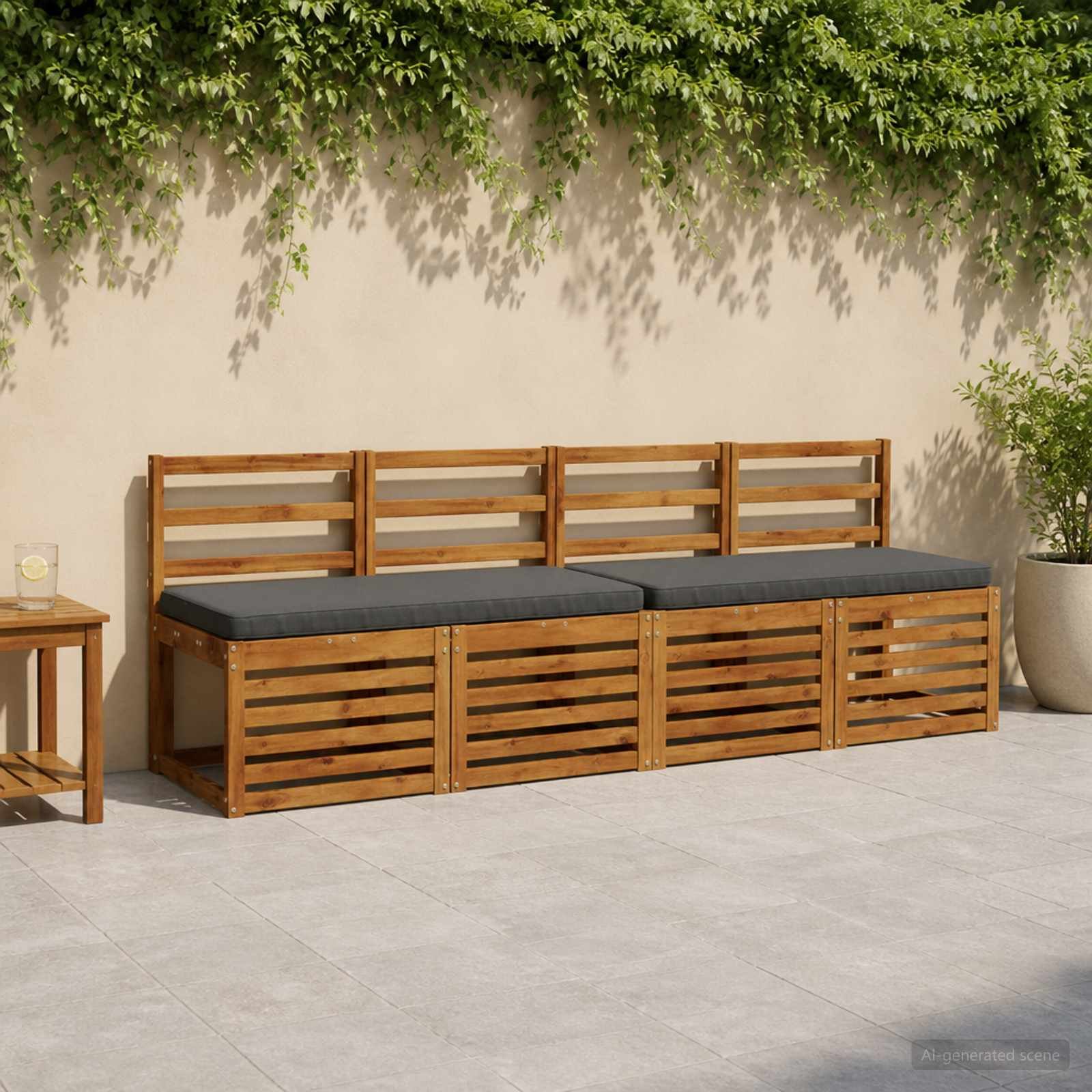 1-Piece Bench Cushion VUGHT 100% Polyester Anthracite