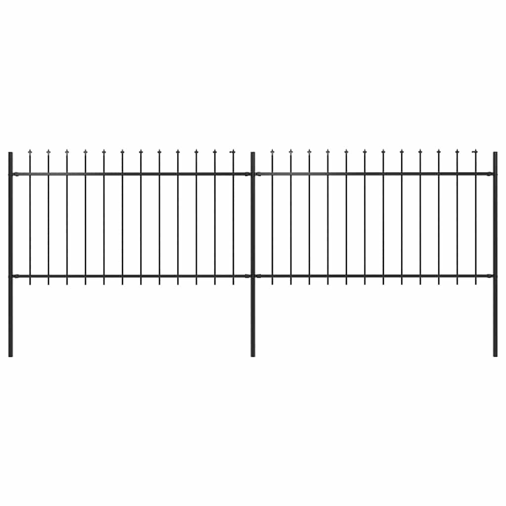 Garden Fence with Spear Top Steel 132.7x39.4" Black