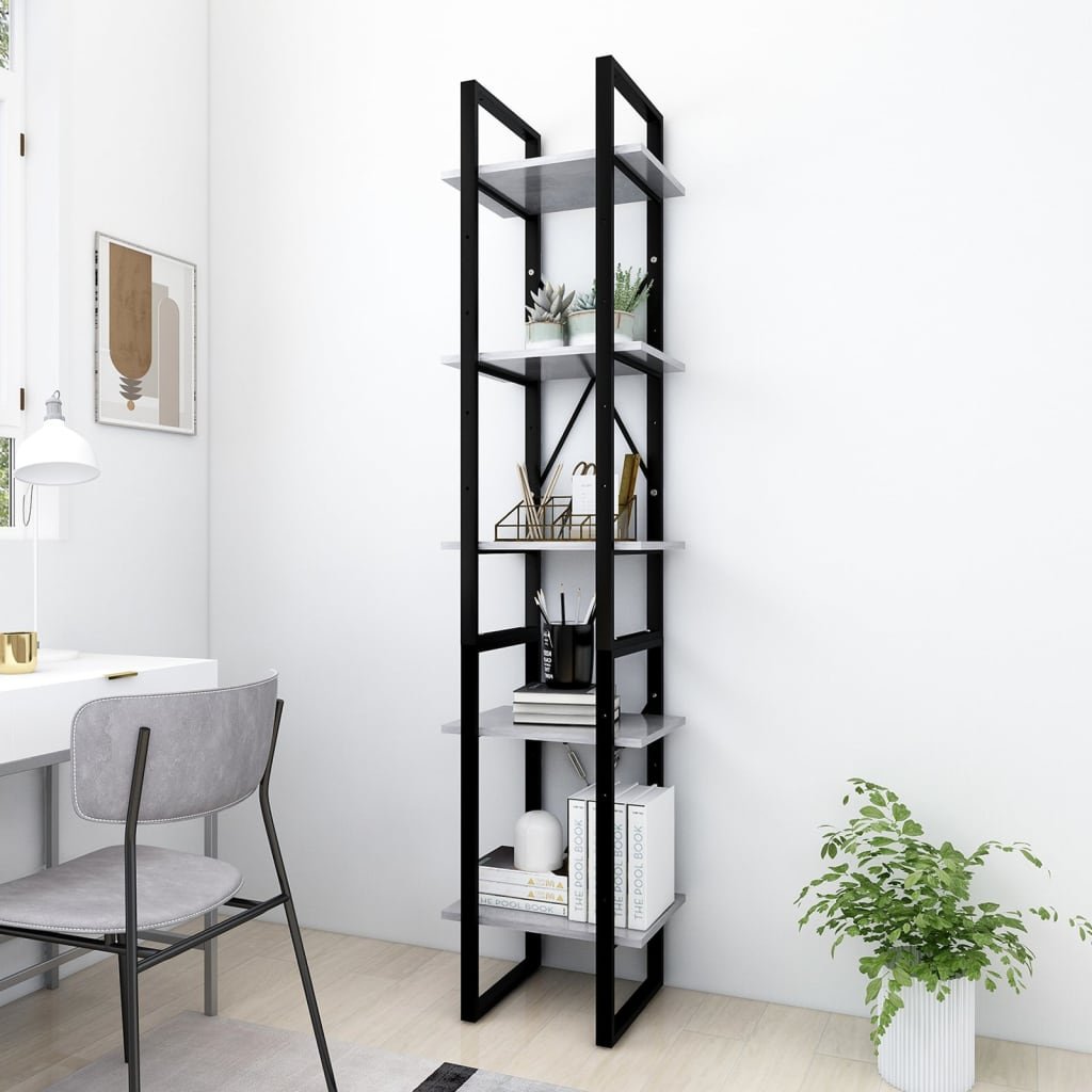 Book Cabinet Concrete Grey Engineered wood, Metal Book Cabinet