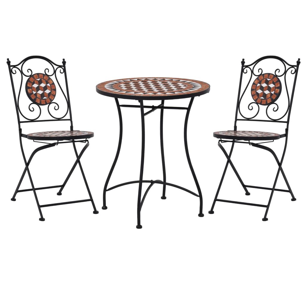 Mosaic Bistro Set | Terracotta | Powder-coated iron, ceramic tile