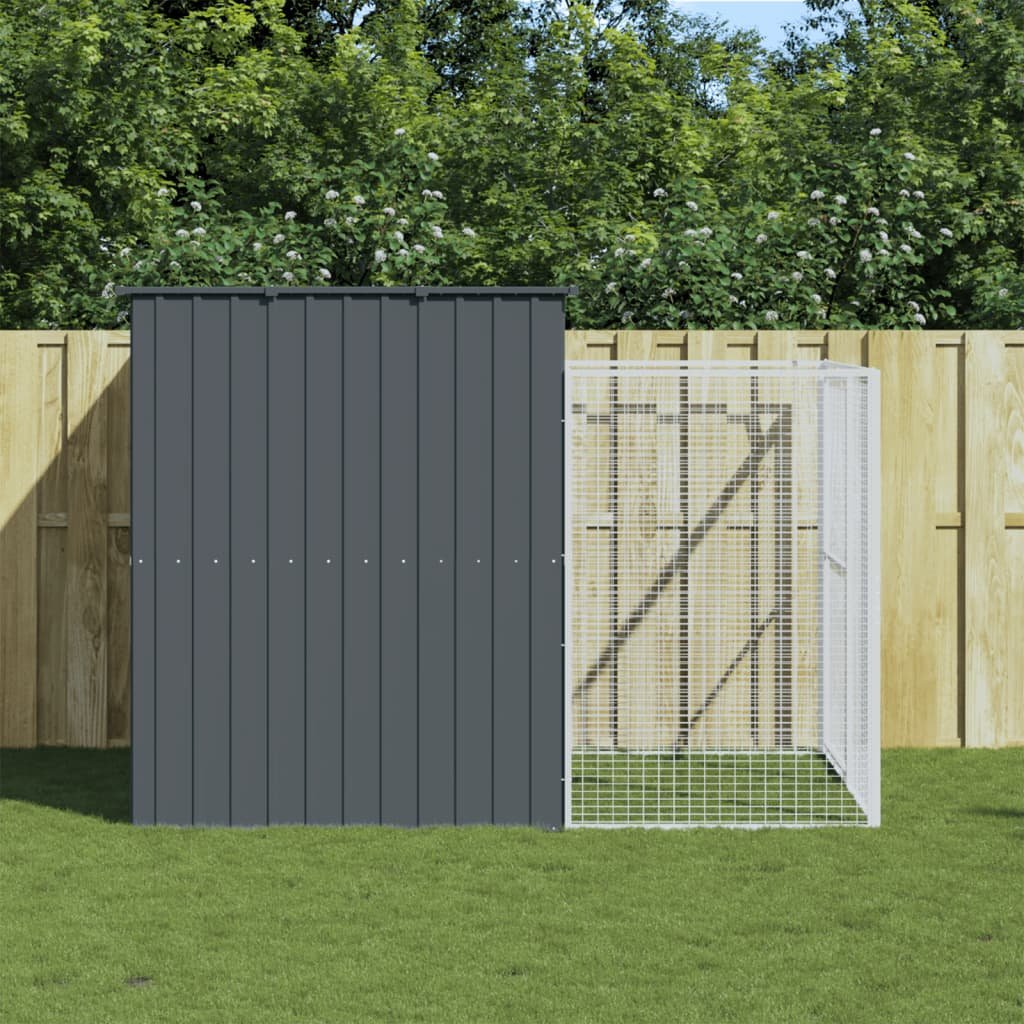 vidaXL Dog House Anthracite Galvanized Steel 84.3 x 99.6 x 71.3 in