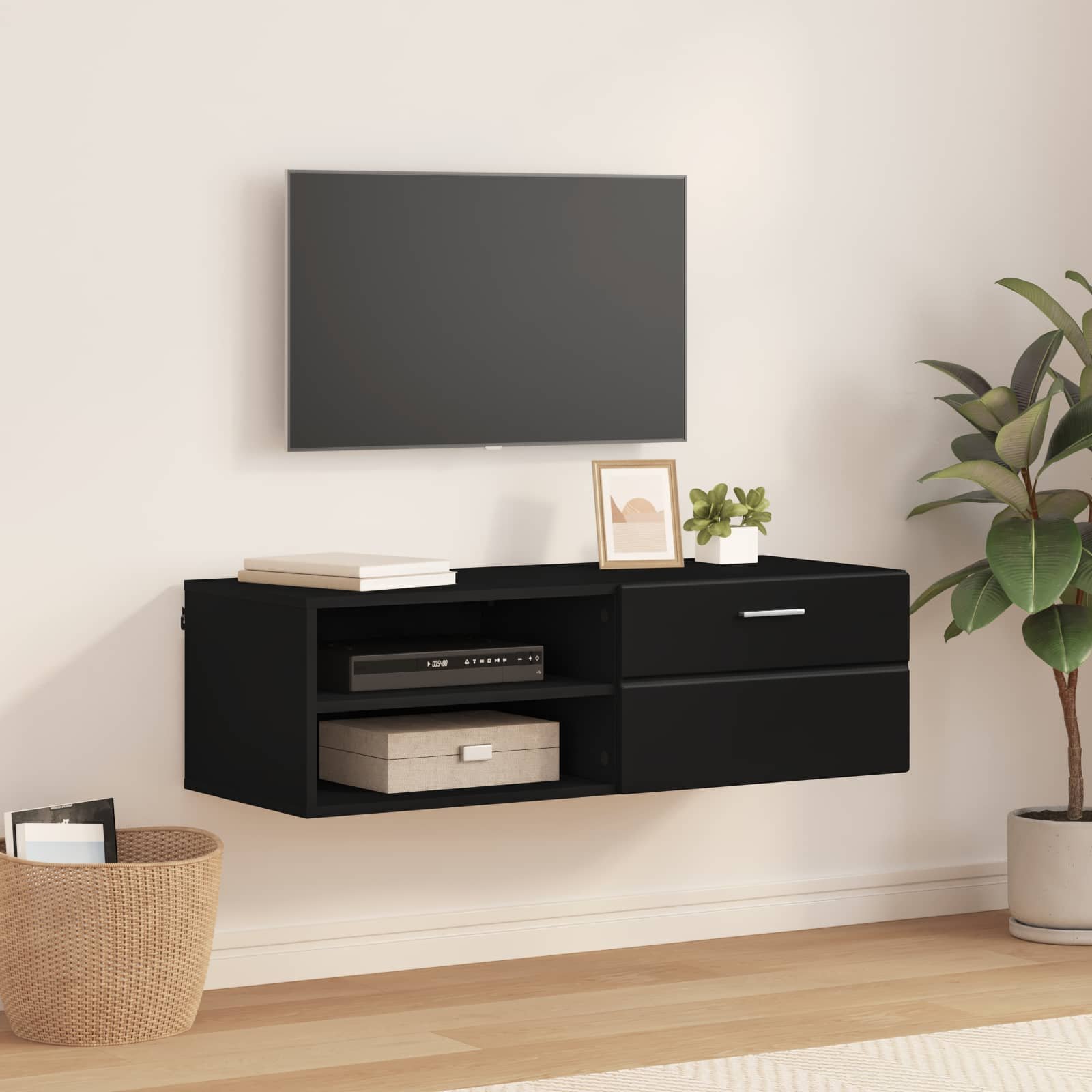 Wooden Cabinet 100.5 x 39 x 30 cm Black Engineered Wood