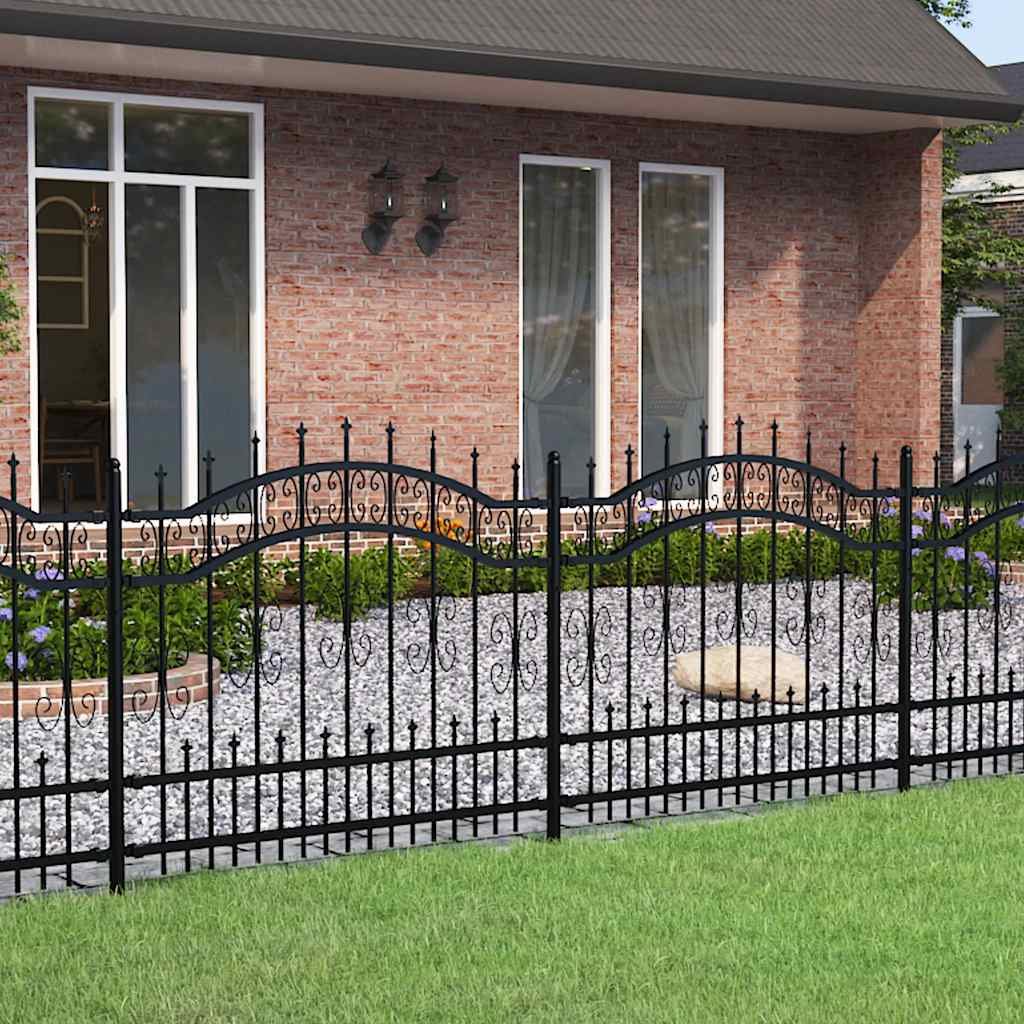 Garden Fence KAMPEN" with Spear Top Black 240x100 cm Steel
