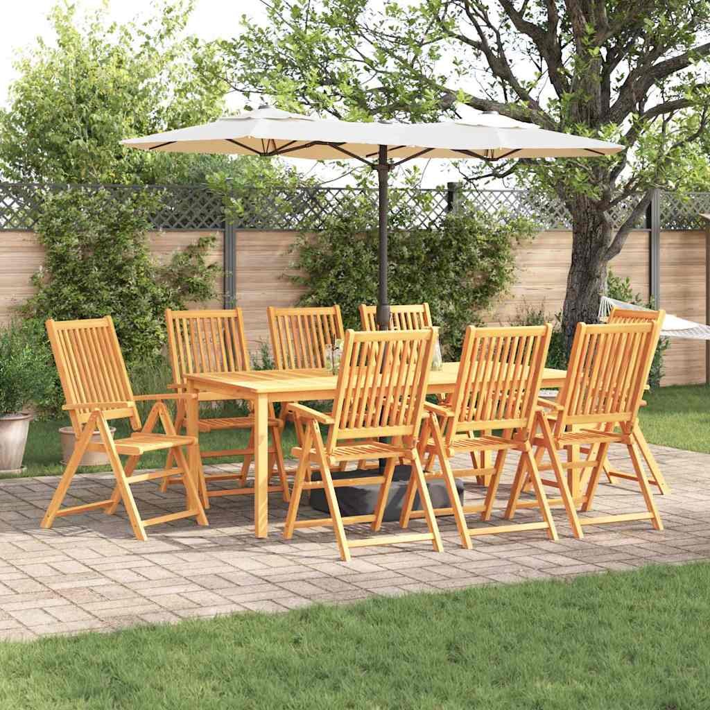 Garden Dining Set Folding 9 pcs Brown Solid Acacia Wood