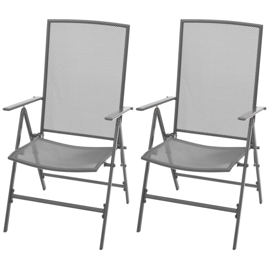 Reclining Chair Set of 2 Anthracite E-coated, powder-coated steel