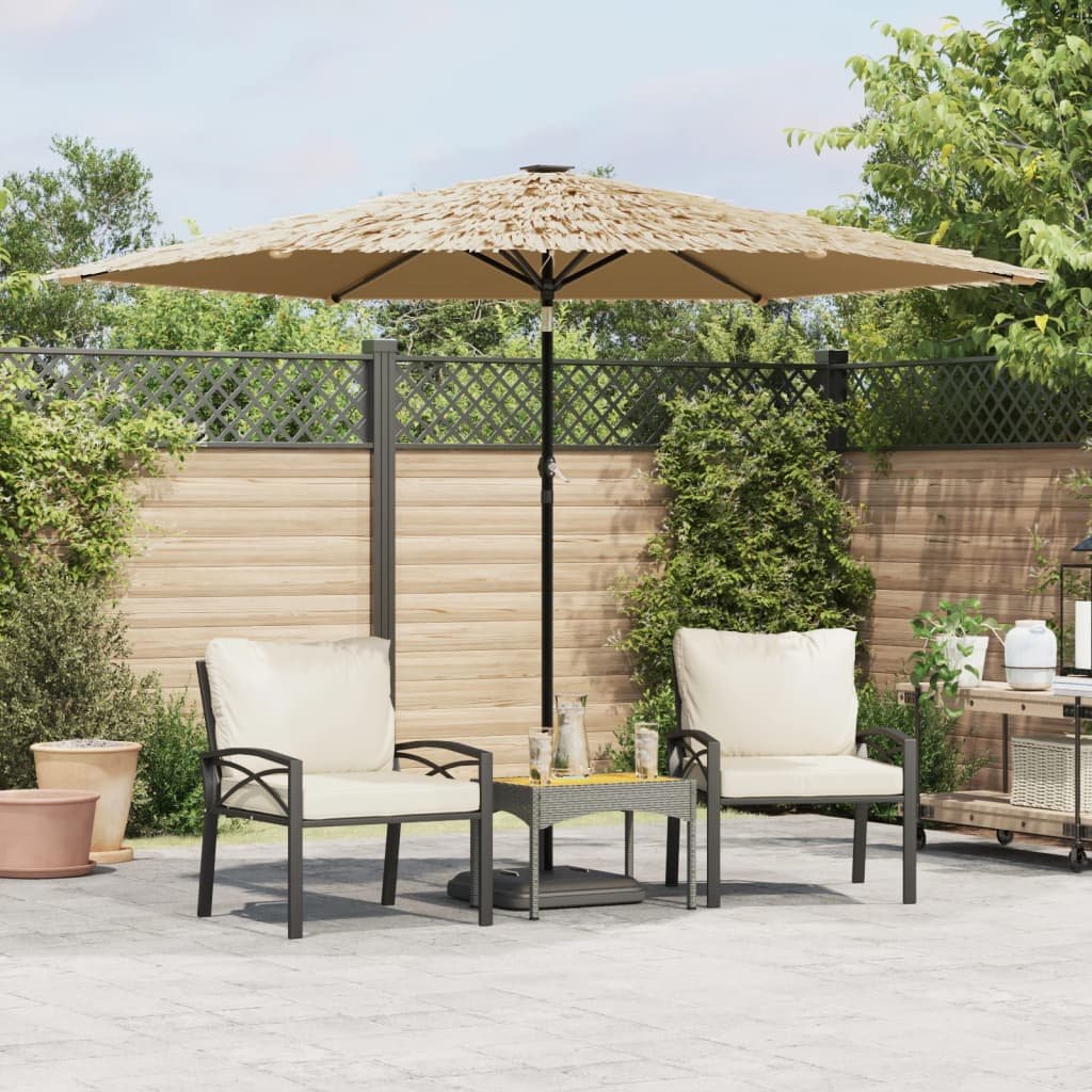 Garden Parasol Brown Polyester Large Foldable Garden Parasol