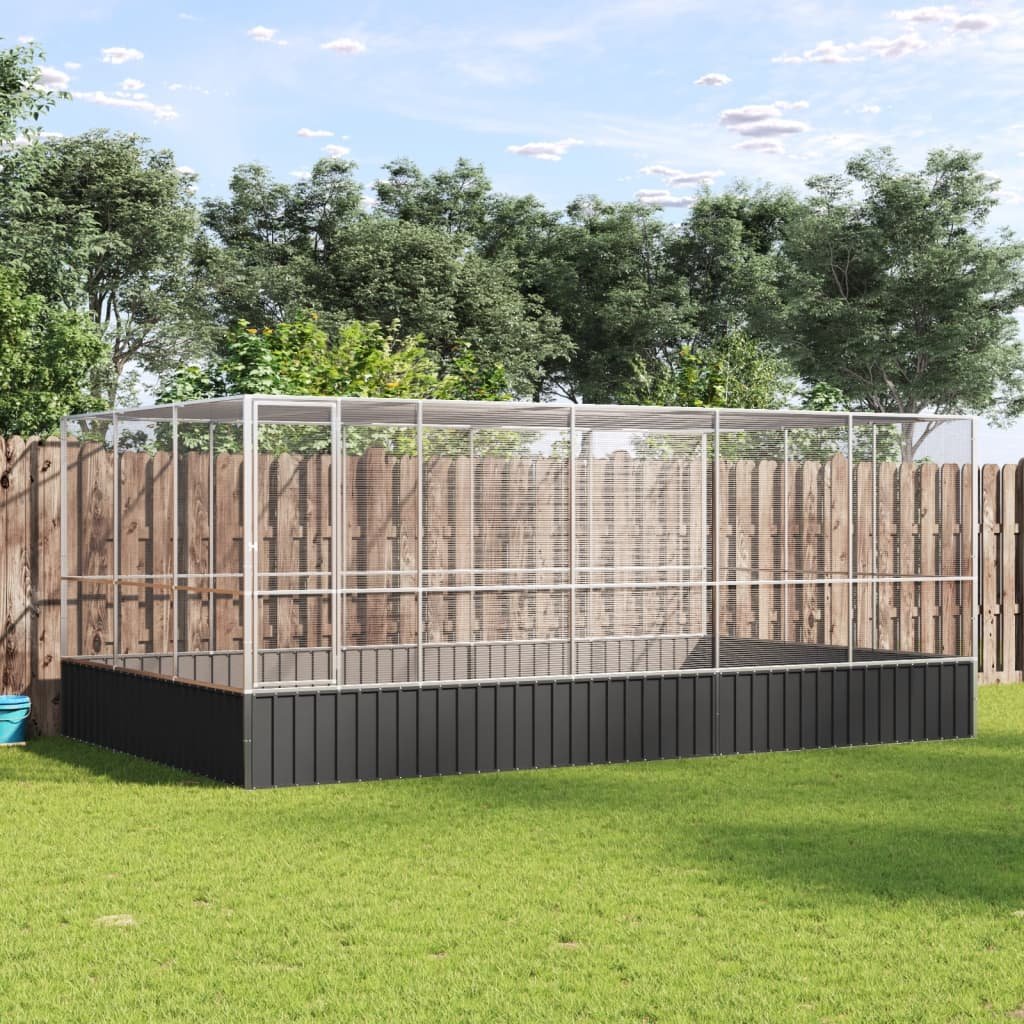 Aviary Silver Galvanized steel Large Aviary Rectangular