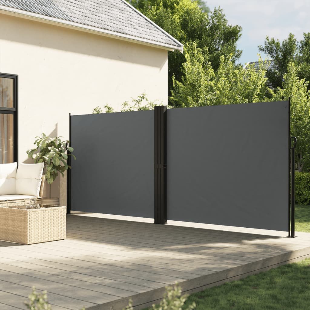 vidaXL Retractable Side Awning Anthracite 100% polyester with a PU coating