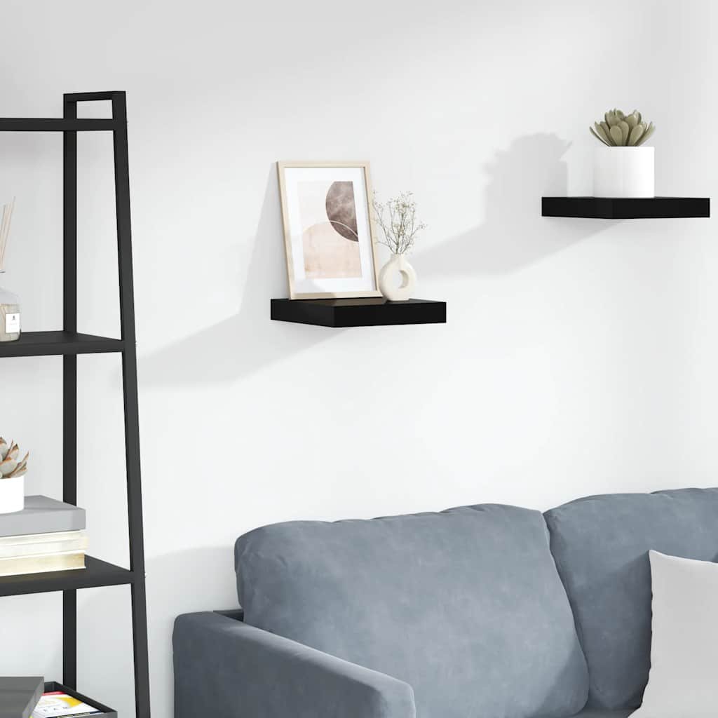 vidaXL Wall Shelf High gloss black Honeycomb MDF, metal Small