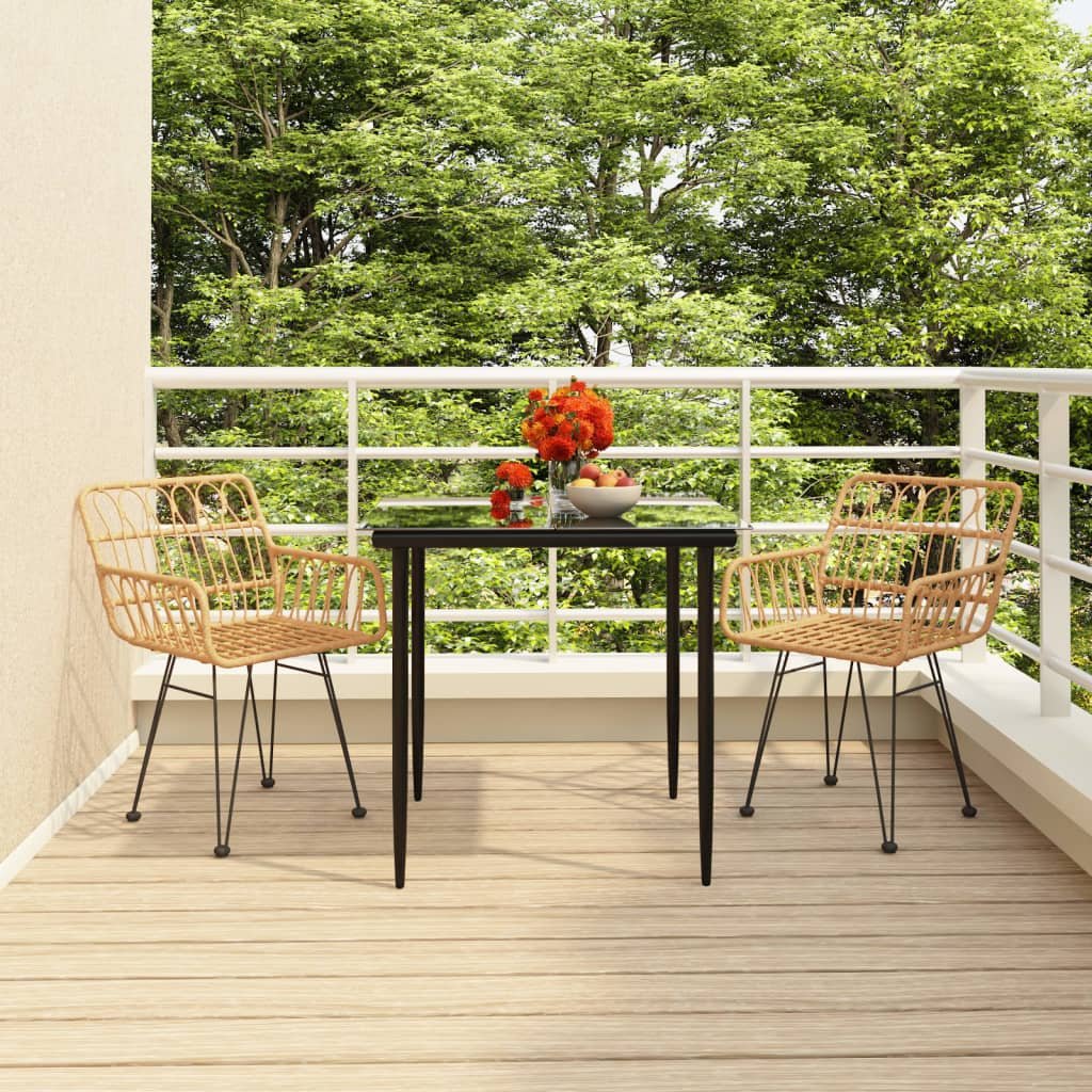 Garden Dining Set | Black | Steel, Tempered Glass, Polyethylene | Medium