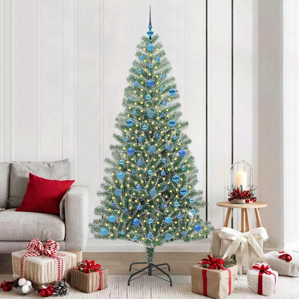 Artificial Christmas Tree Snow Flocked with LED Light 210 cm