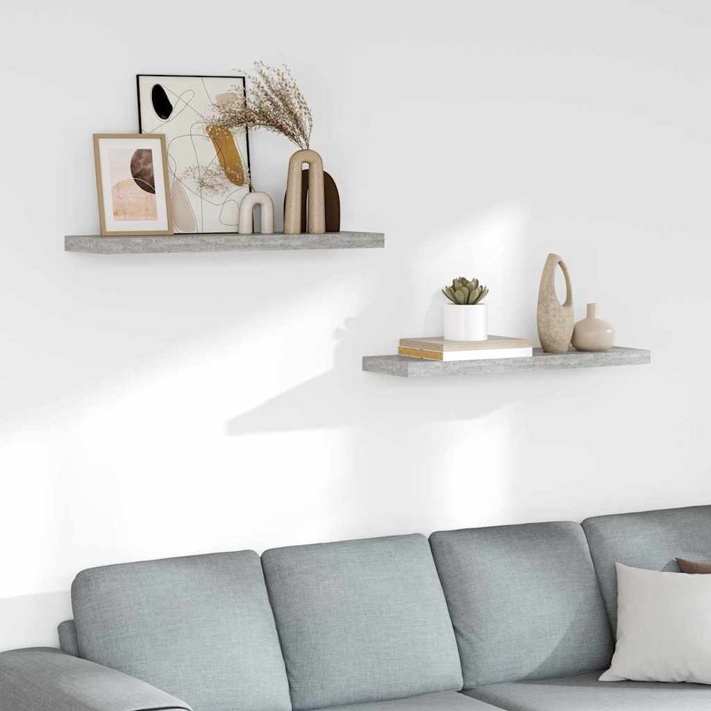 Floating Wall Shelves 2 pcs Concrete Gray 31.5"x9.3"x1.5" MDF