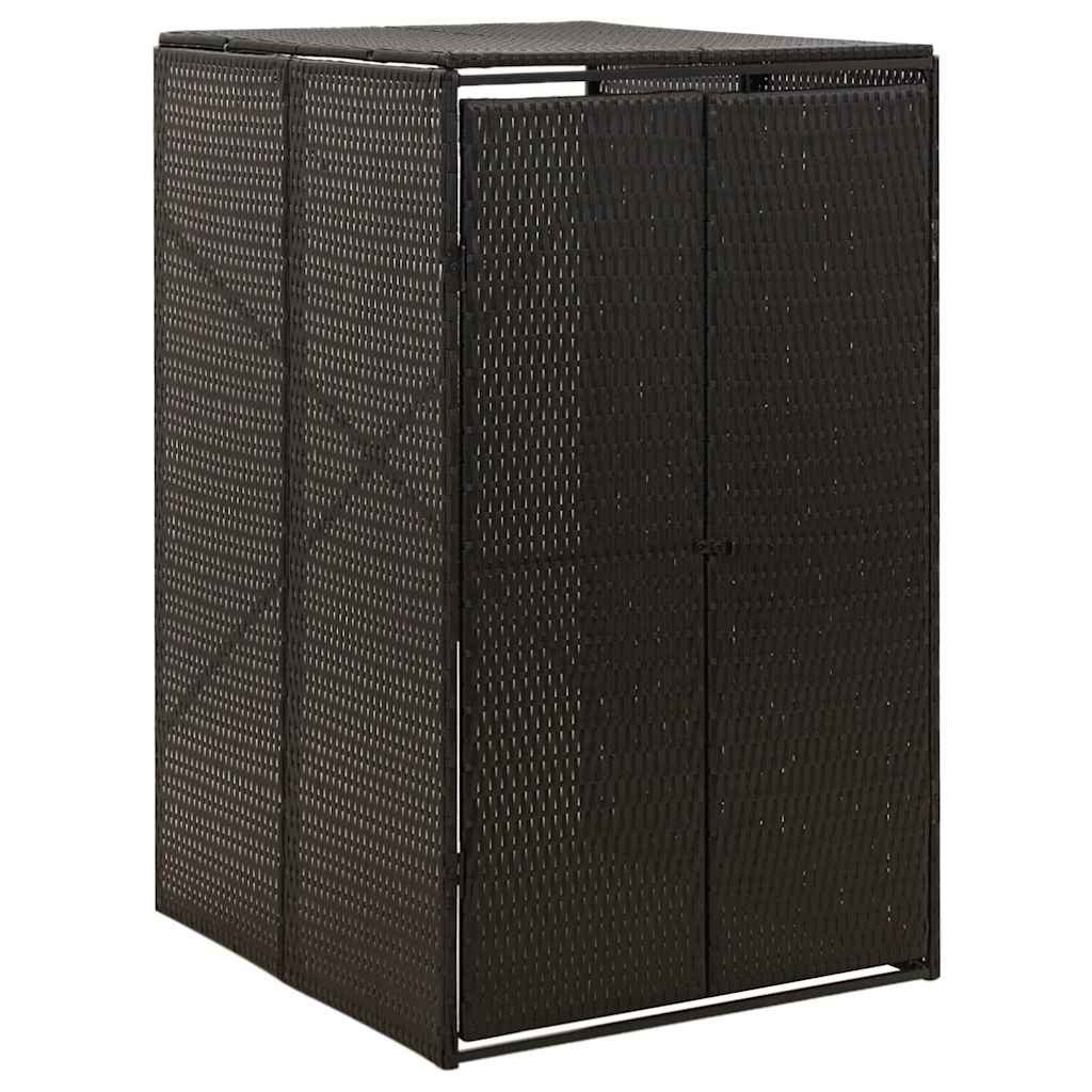 Single Wheelie Bin Shed Black 27.6"x31.5"x46.1" Poly Rattan