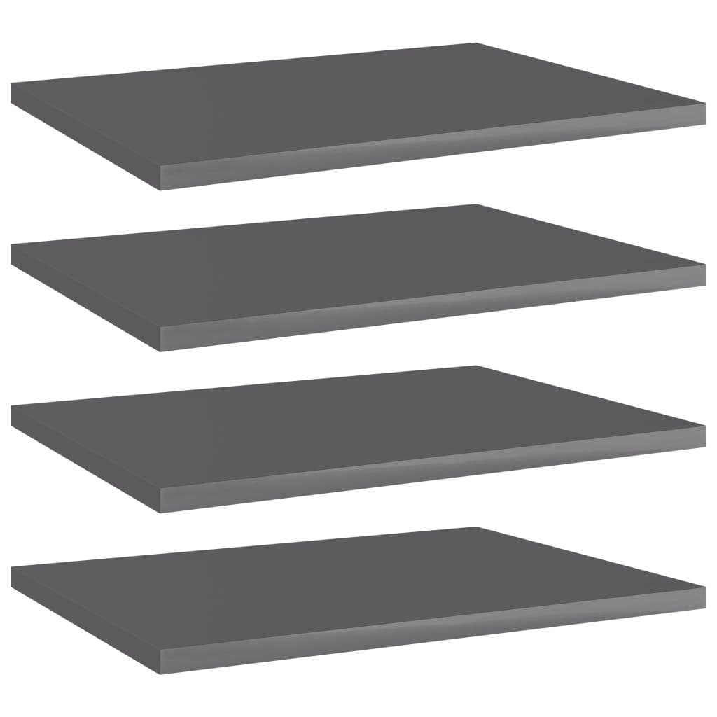 Bookshelf Boards 4 pcs High Gloss Gray 15.7"x11.8"x0.6" Engineered Wood