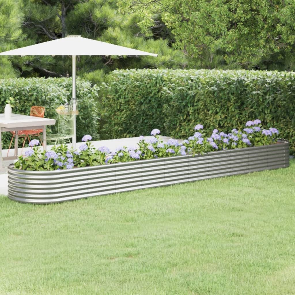 Garden Raised Bed | Silver | Powder-coated steel | Large | Durable