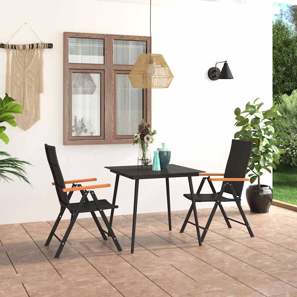 Dining Set | Black and Brown | PE Rattan, WPC, Steel, Glass | Standard