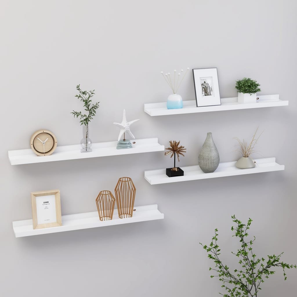 Wall Shelf Set of 4 White MDF 23.6x3.5x1.2 in Wall mounting