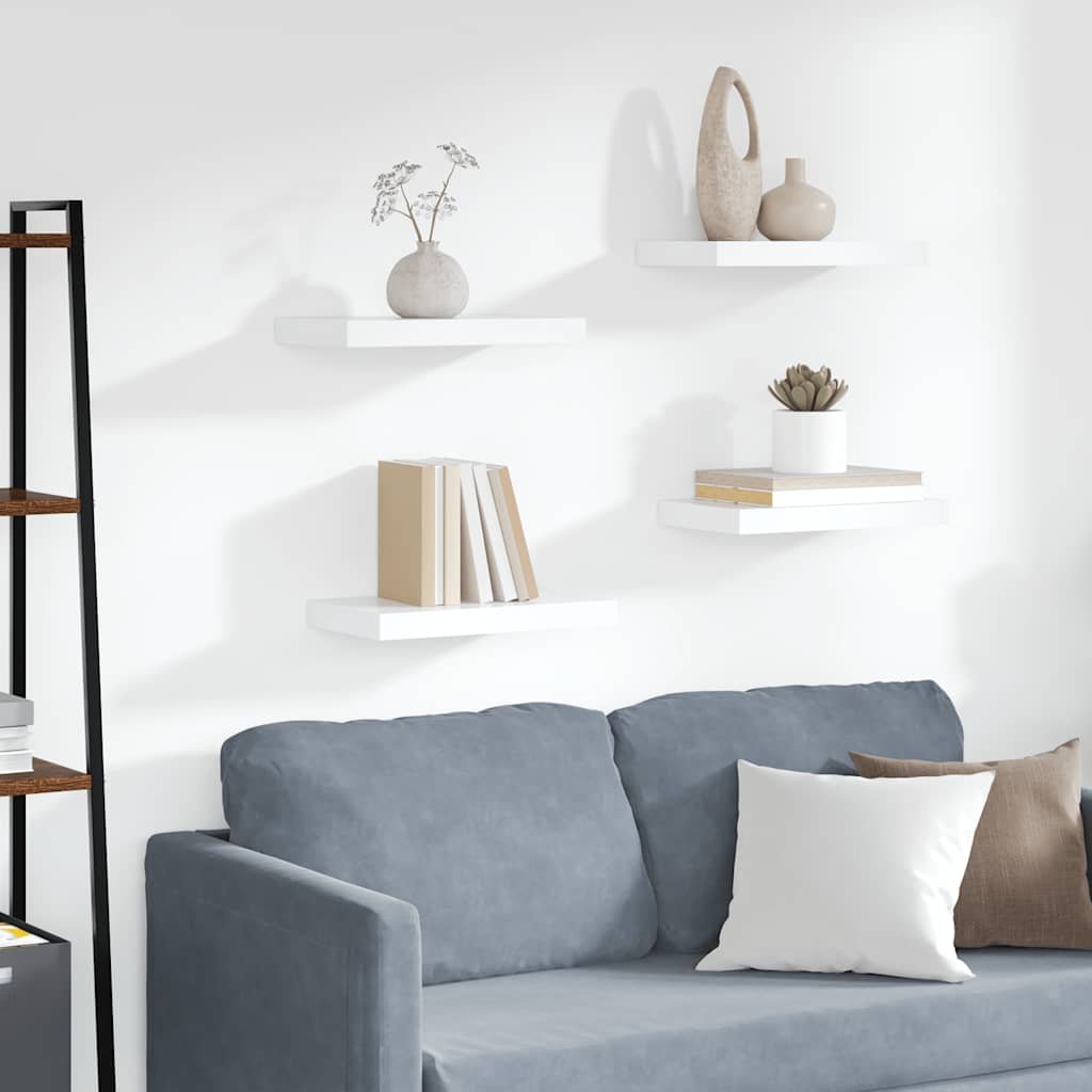 Floating Wall Shelves 4 pcs White 40x23x3.8 cm MDF