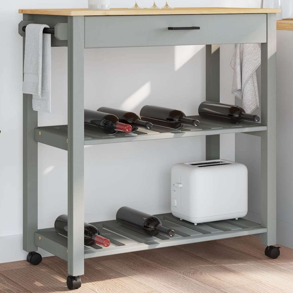 Kitchen Trolley MONZA 33.1"x15.7"x34.8" Solid Wood Pine