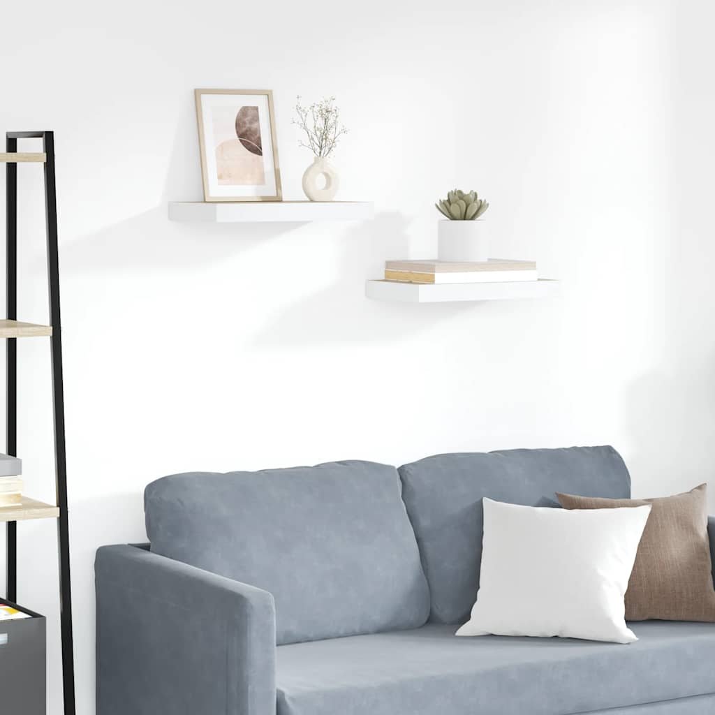 vidaXL Wall Shelf Set of 2 Oak and White Honeycomb MDF and Metal