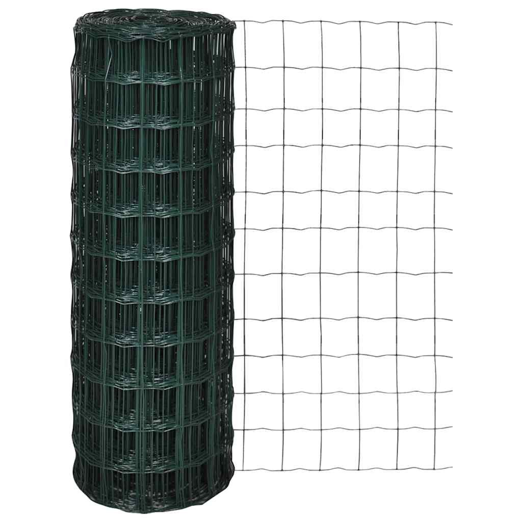 vidaXL Euro Fence Steel 82ftx2.6ft Green