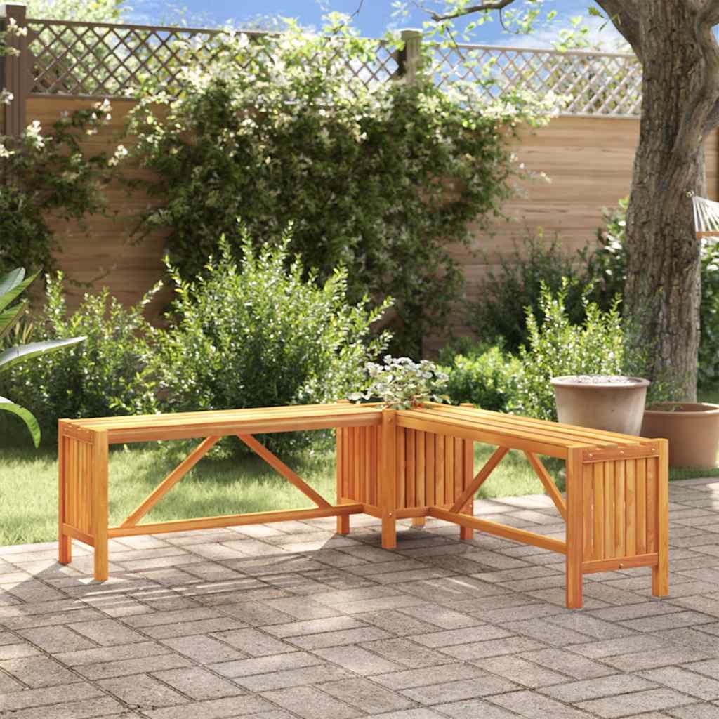 Patio Corner Bench with Planter 46"x46"x15.7" Solid Acacia Wood