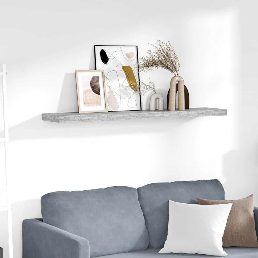 Floating Wall Shelf Concrete Gray 47.2"x9.3"x1.5" MDF