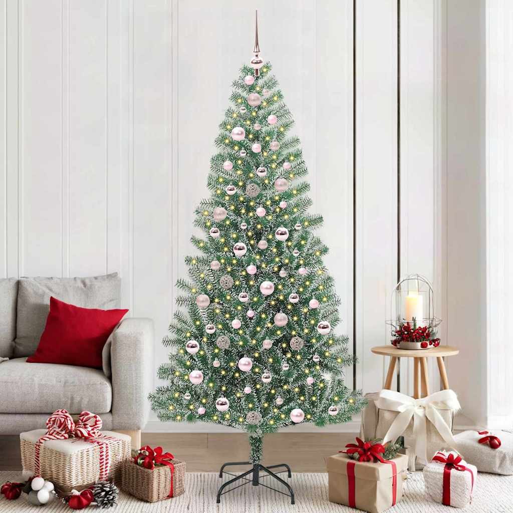 Artificial Christmas Tree Snow Flocked with LED Light 210 cm
