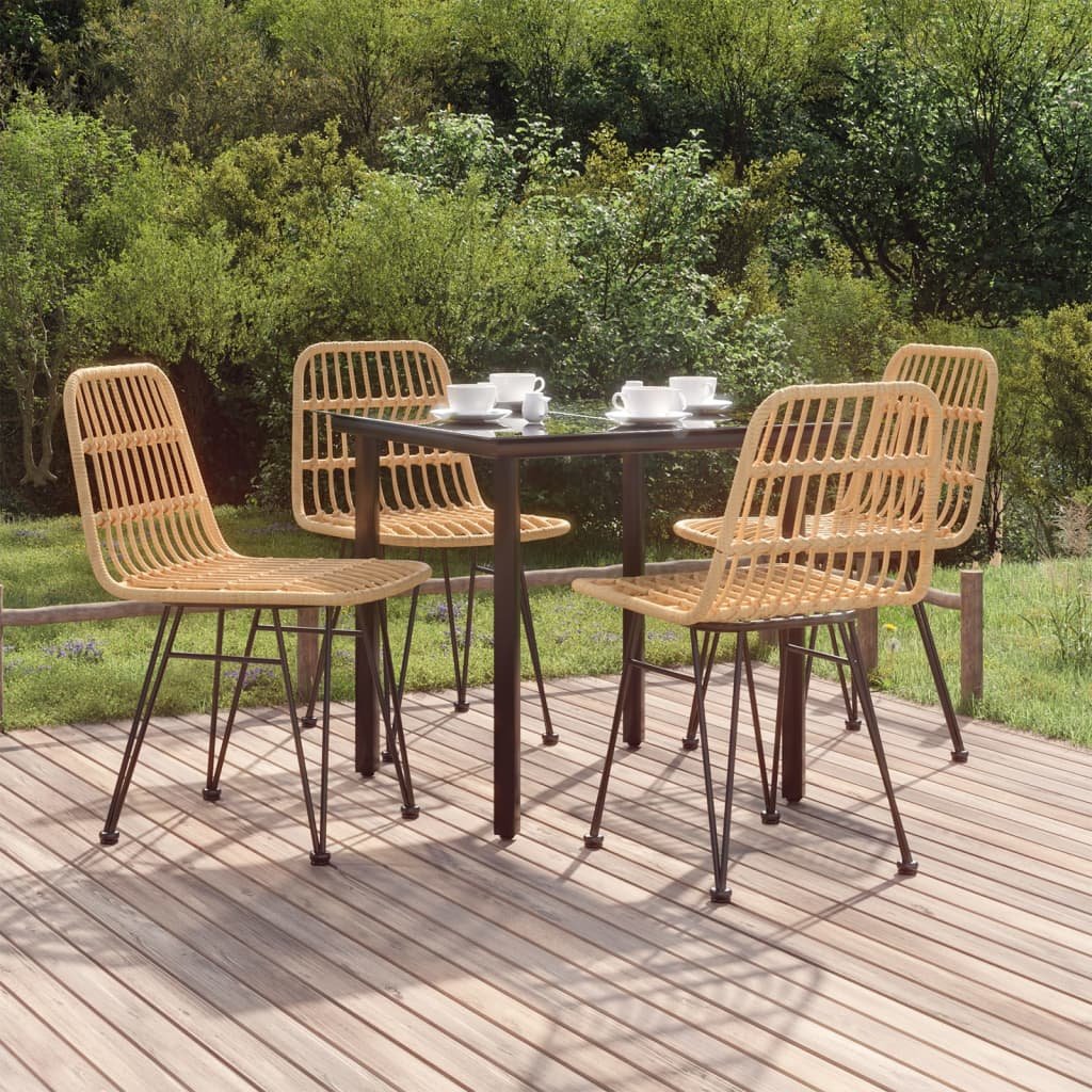 5 Piece Patio Dining Set Poly Rattan