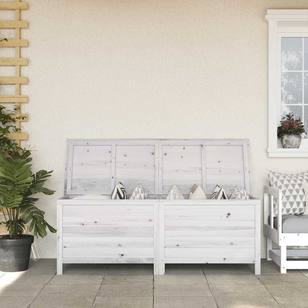 vidaXL Garden Storage Box White Solid Fir Wood 59.1 x 19.7 x 22.2 in