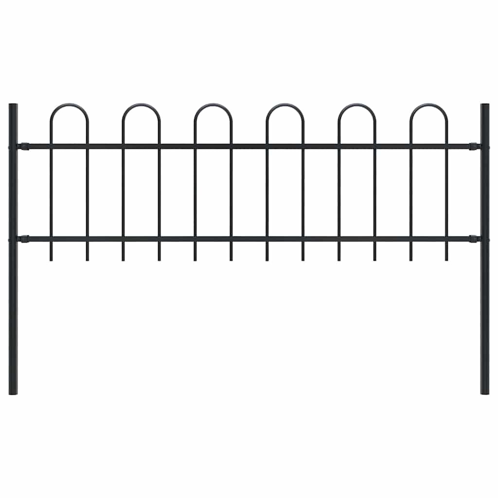 Garden Fence with Hoop Top Steel 71.3" x 23.6" Black