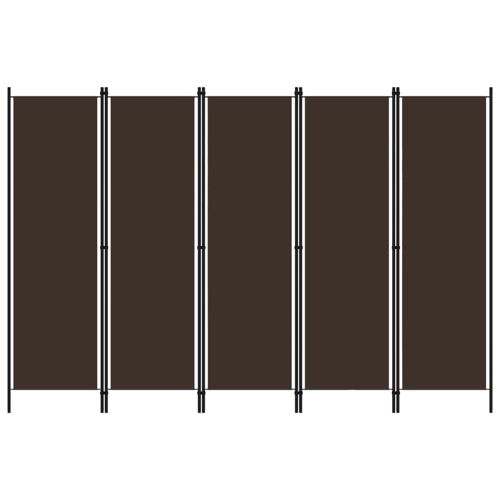 5-Panel Room Divider Brown 250x180 cm