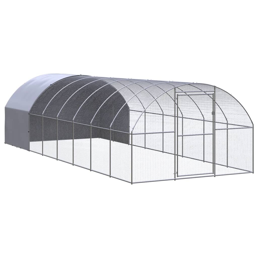 Chicken Coop Silver Galvanized Steel Large Seats Many
