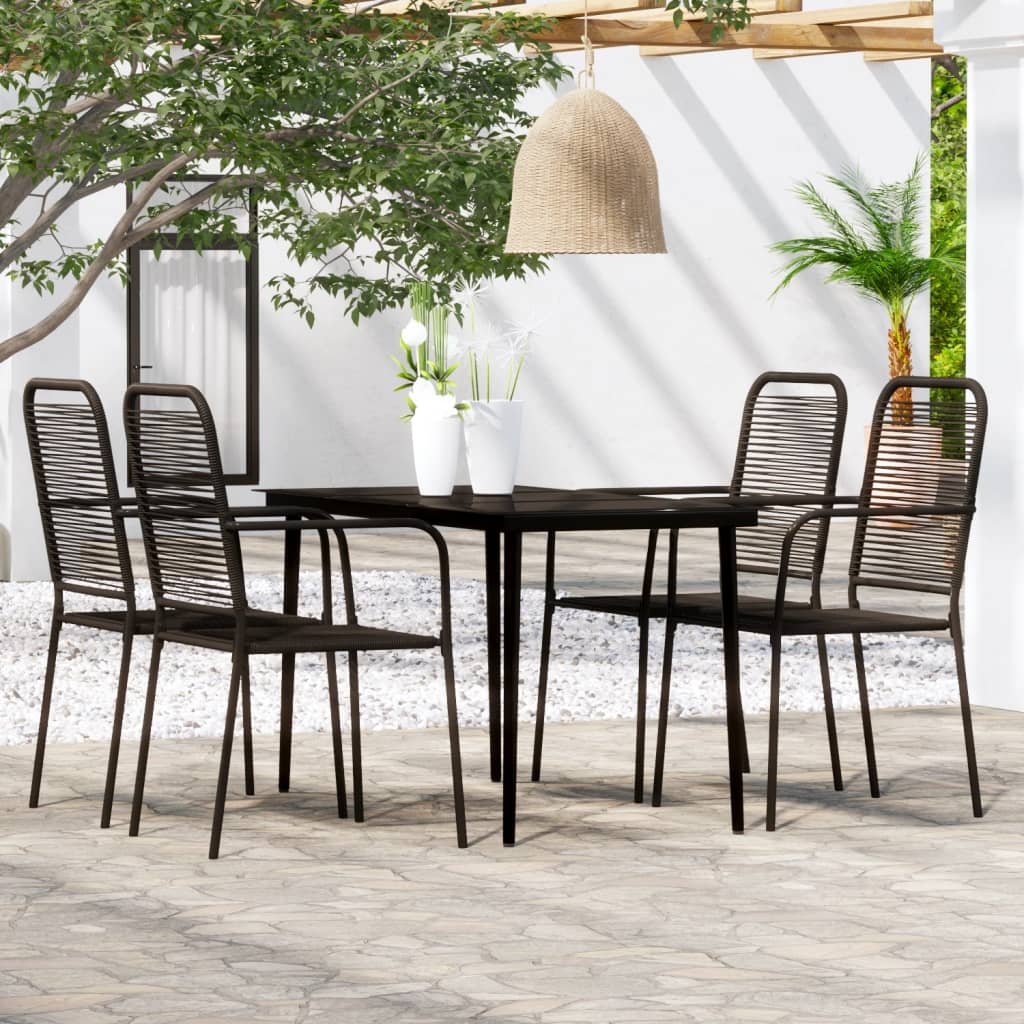 Dining Set | Black | Powder-coated steel | 5 Piece Set | Durable