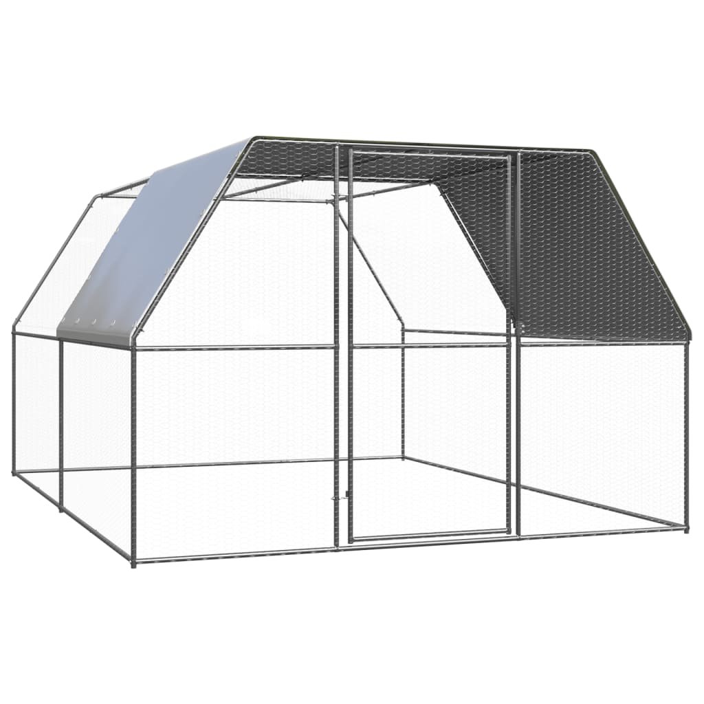Chicken Cage Silver and silver gray Galvanized steel, Polyethylene