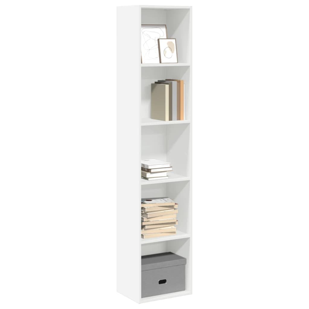 Bookcase White Engineered wood Tall Bookcase Rectangular