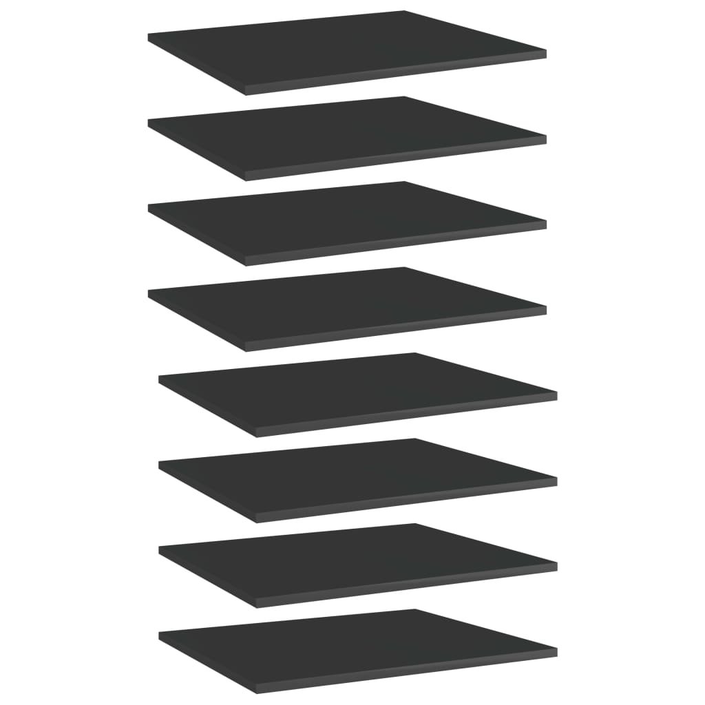 805279 vidaXL Bookshelf Boards 8 pcs High Gloss Black 60x50x1,5 cm Engineered Wood