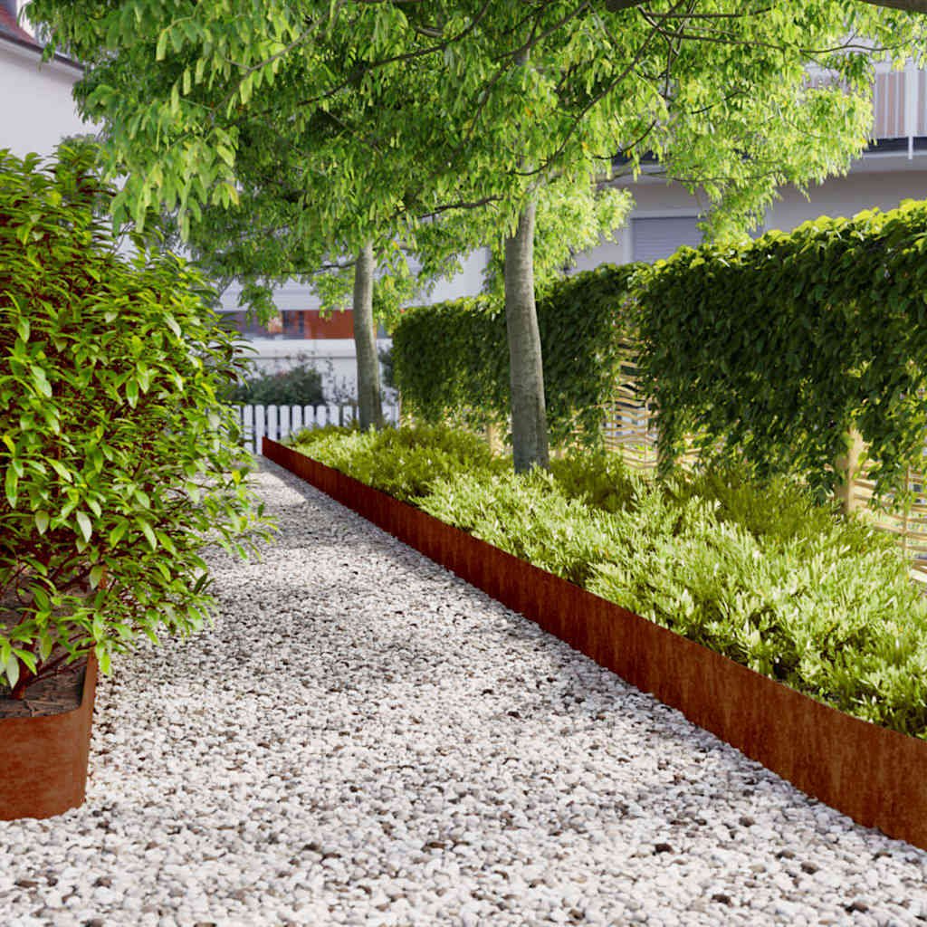 Lawn Edging 10 pcs Rusty 7.87 x 40.55 in Weathering Steel