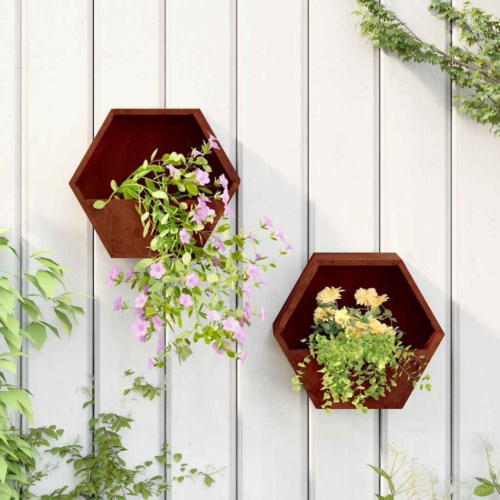 Wall Planter Set of 2 Rusty Corten Steel Medium