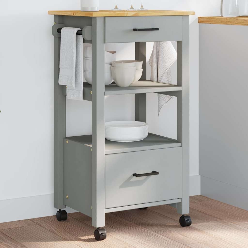 Kitchen Trolley MONZA 18.9"x15.7"x34.8" Solid Wood Pine