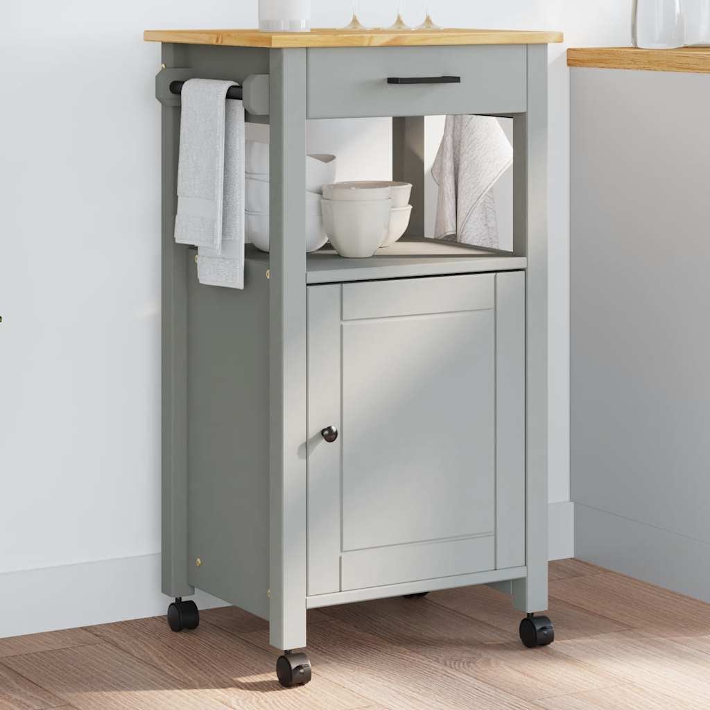 Kitchen Trolley MONZA 18.9"x15.7"x34.8" Solid Wood Pine