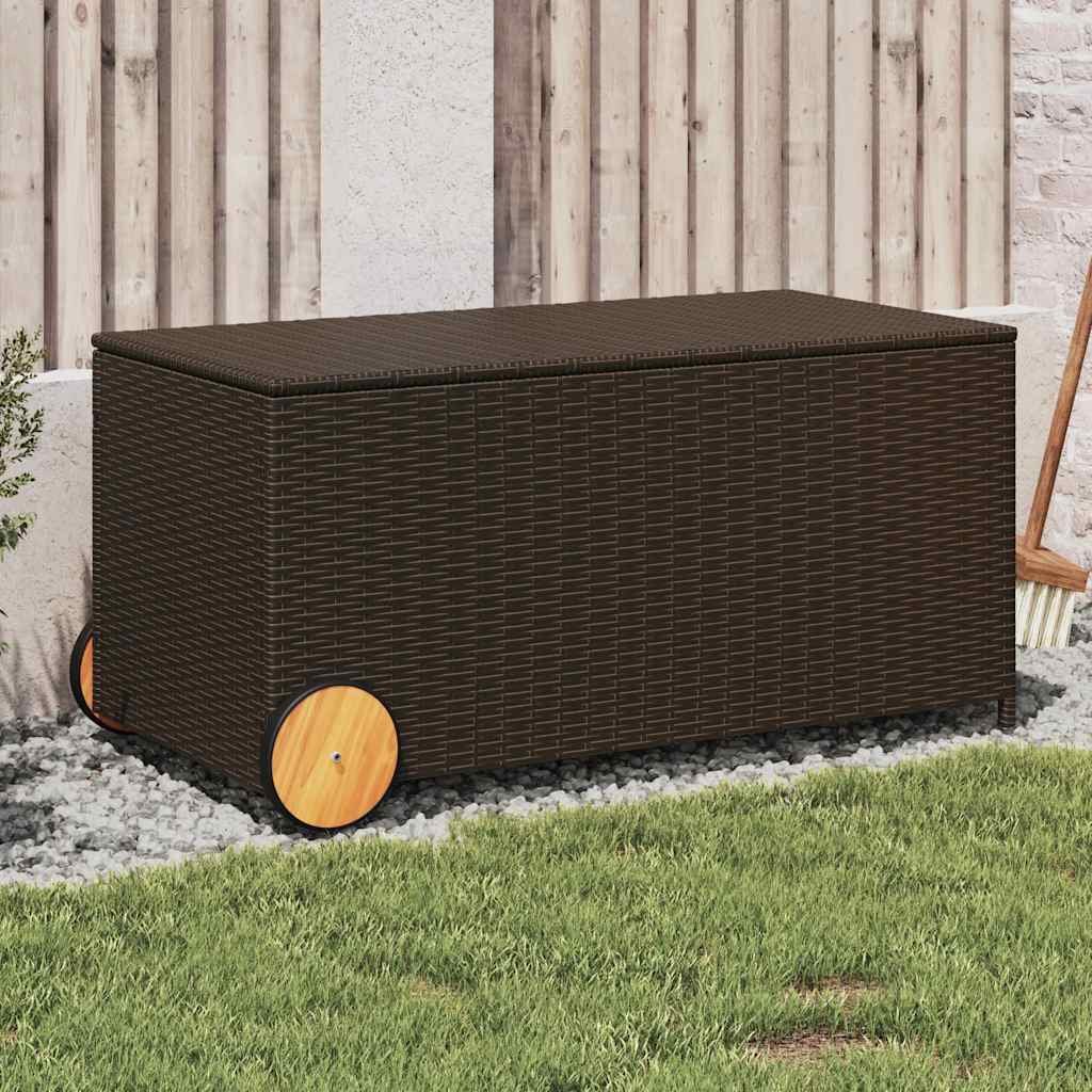 Garden Storage Box Brown PE Rattan Medium Modern