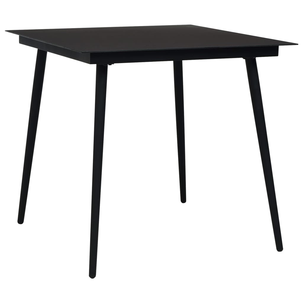 Dining Table Black Glass, Powder-coated Steel 31.5 in Durable