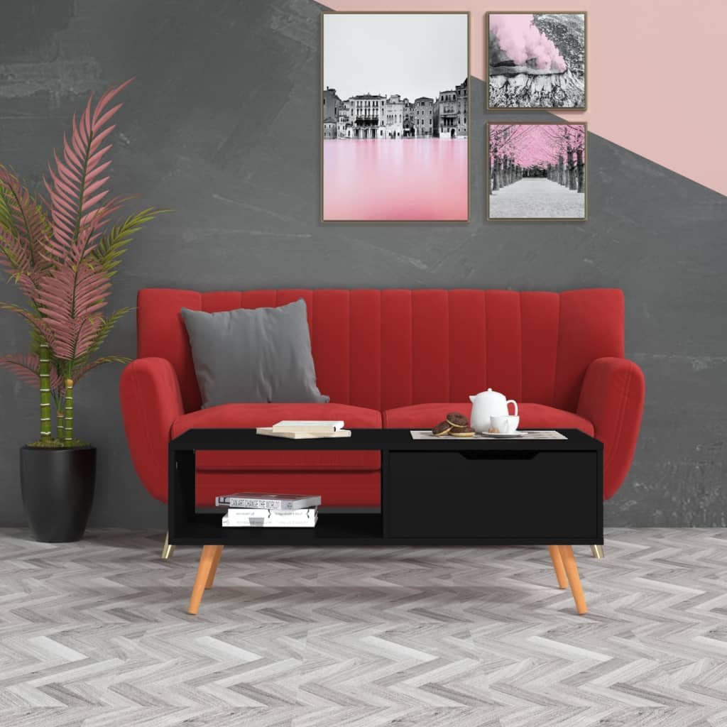 Coffee Table Black Engineered wood, MDF 39.4 x 19.5 x 16.9 in