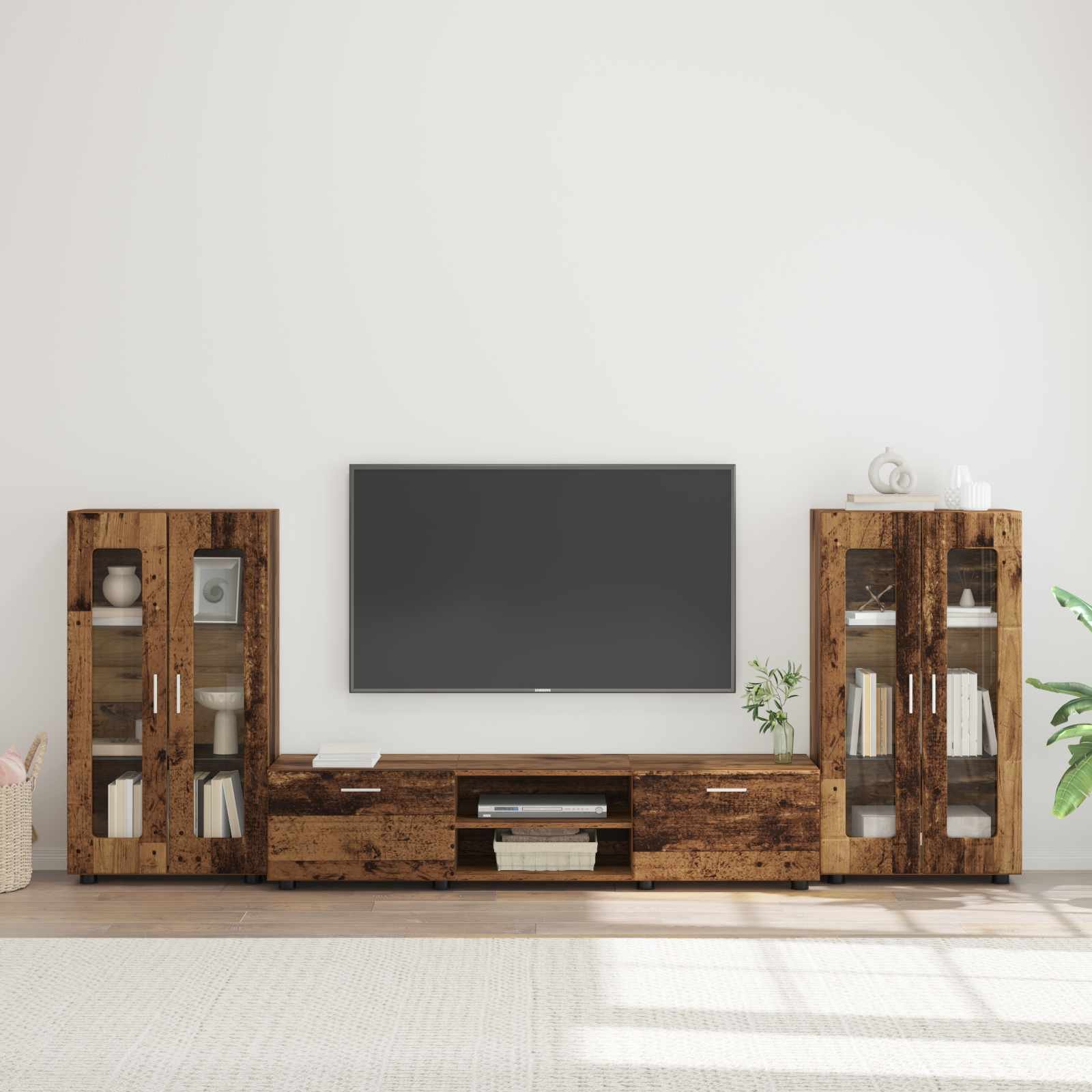 TV Cabinet Set FLORIN 3 pcs Old Wood Engineered Wood