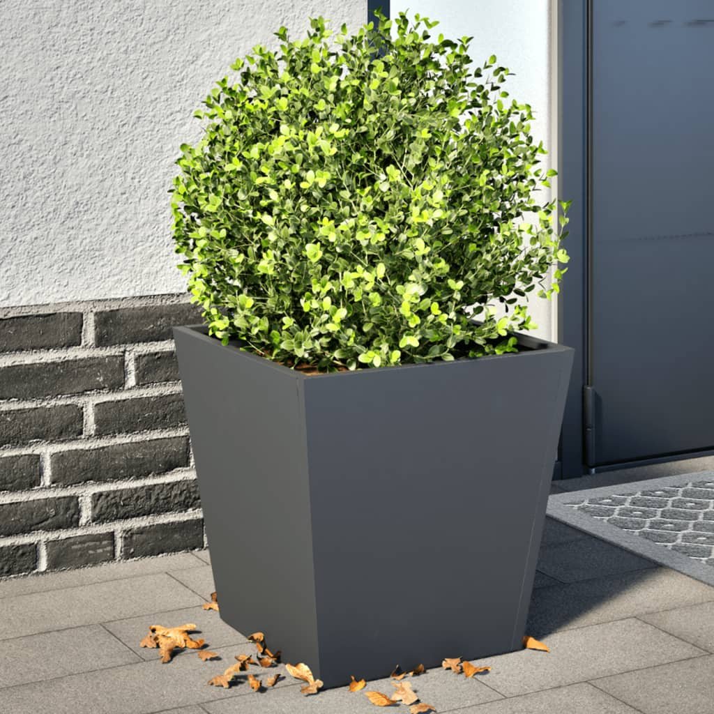 Garden Planters 2 pcs Anthracite 15.7"x15.7"x15.7" Steel