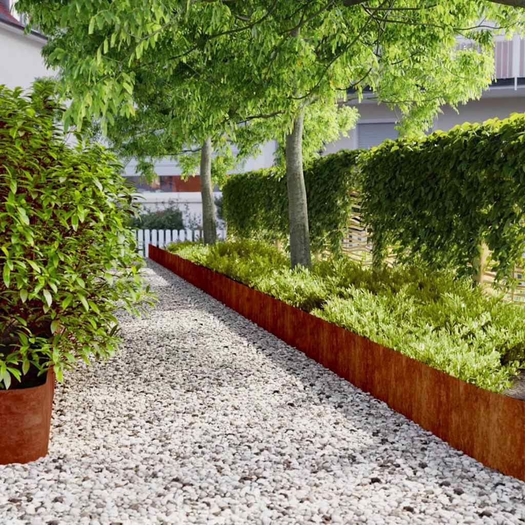 Lawn Edging 10 pcs Rusty 9.84 x 40.55 in Weathering Steel
