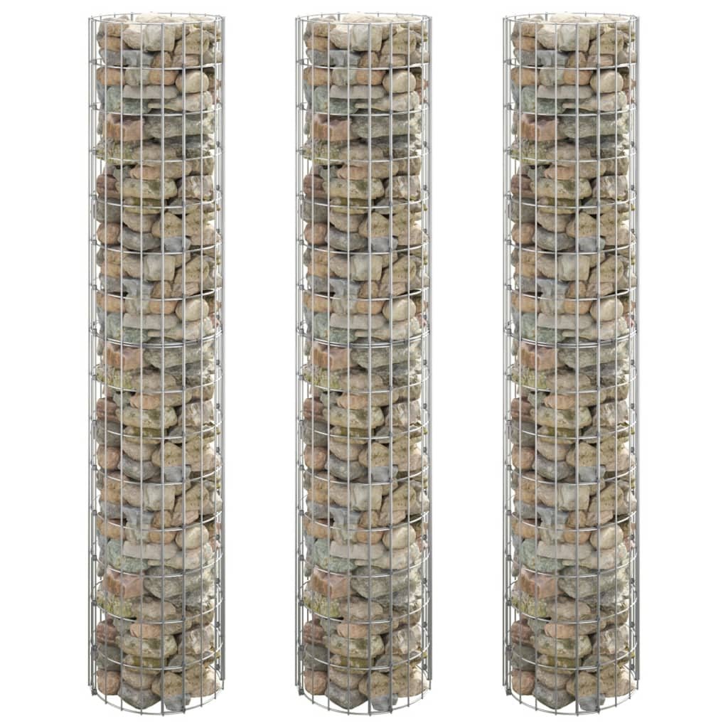 Circular Gabion Raised Beds 3 pcs Galvanised Steel Ø30x150 cm