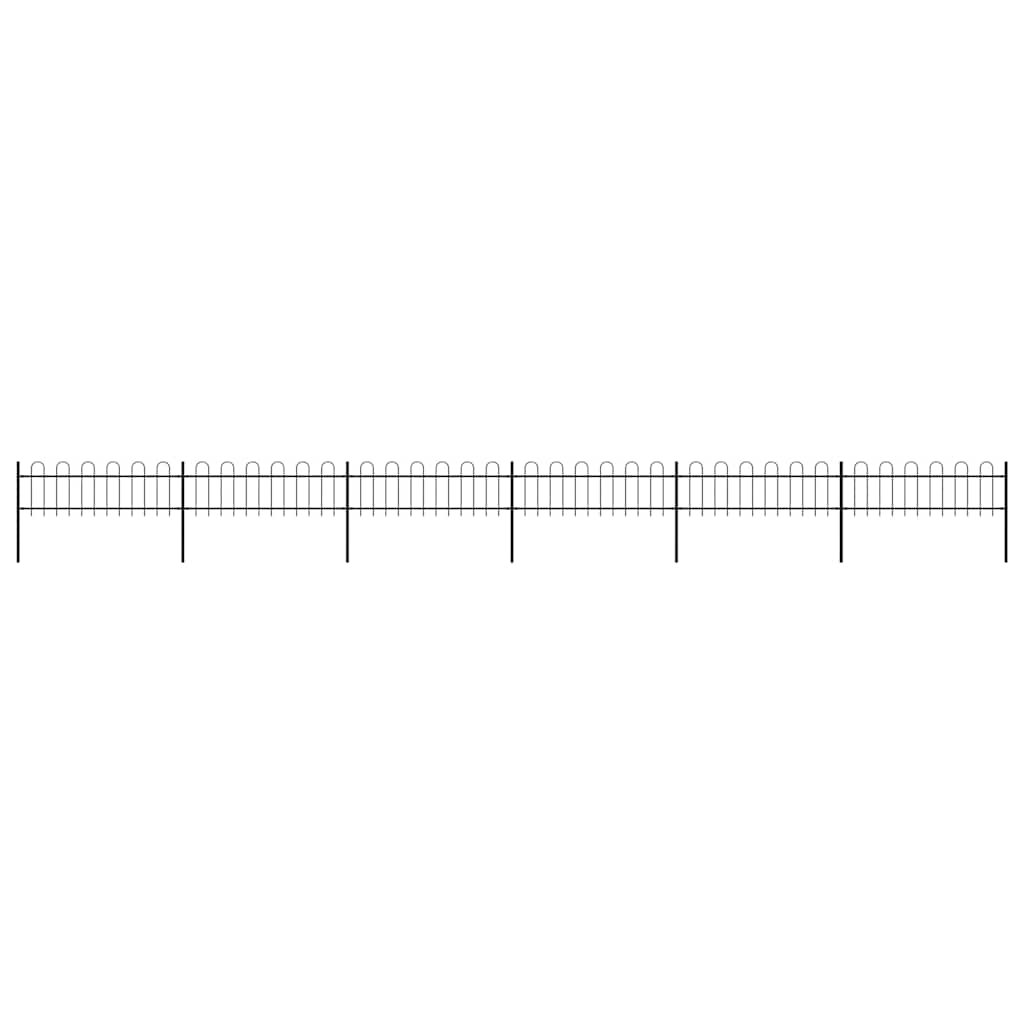 Garden Fence with Hoop Top Steel 421.3"x23.6" Black